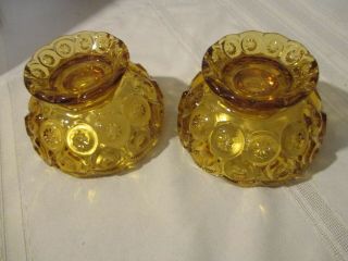 2 Vintage Moon and Stars Amber Glass Candlesticks Candle Holders.  L.  E.  Smith 5