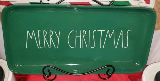 Rae Dunn Merry Christmas Green Ceramic Tray Platter