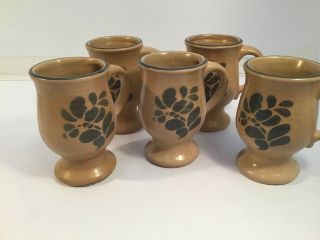 Set Of 5 Pfaltzgraff Folk Art 10 Oz Footed Pedestal Mugs Coffee