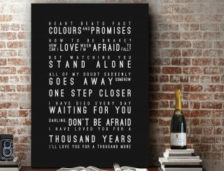 Christina Perri A Thousand Years | Word Wall Art Song Lyrics Print | Canvas Gift