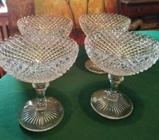 Set Of 4 Westmoreland English Hobnail Footed Compotes 5 3/8 " High Exc