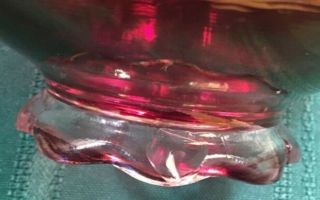 VINTAGE Westmoreland? RUBY RED GLASS ELECTRIC LAMP Hand painted Rose Signed 7