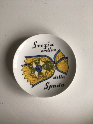 Vintage Fornasetti Milano Italy Al Merito Svezia Ordine Spada Ceramic Coaster 7