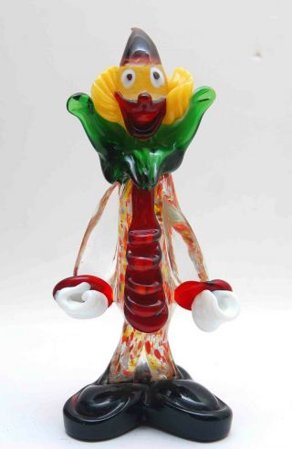 Vintage Murano Art Glass Clown Figurine With Foil Label