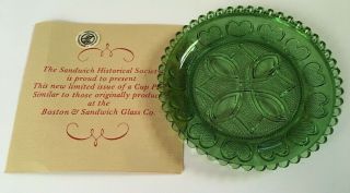 Diamond And Hearts 13 Hearts Sandwich Glass Museum Pairpoint Cup Plate Dk Green