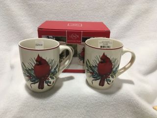 Lenox Cardinal Bird Winter Greetings Cocoa Mug W/ Spoon Set