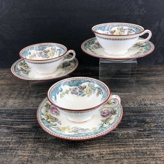 1 Of 3 Avail Antique Mintons Moss Rose Teacups & Saucers England Vintage China