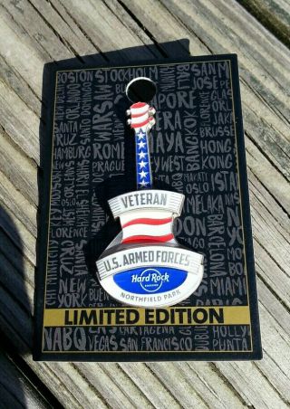 Hard Rock Guitar Pin LIMITED 2017 Northfield Park,  OH - Veteran US Armed Forces 2