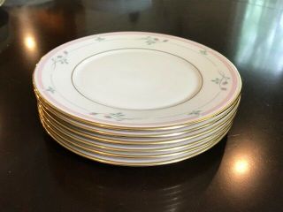 Set Of 6 - Lenox " Rose Manor " Salad Plates Gold Trim
