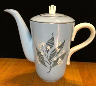 Vintage Homer Laughlin Skytone Blue & Floral Spray Coffee Pot.  (sh33