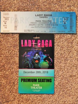 Lady Gaga Enigma Park Theater Vegas Dec 2018 Orig 3 - D Lenticular Credential/tix