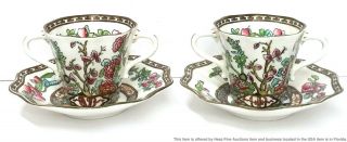 Pair Coalport England Vintage Floral Porcelain Teacups Saucers 15e11