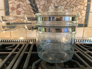 Vintage Pyrex Glass Double Boiler - 3 Piece 1.  5 Qt Flameware 6283