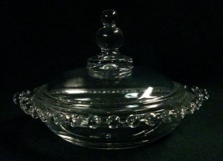 Scarce 1940s Imperial “candlewick” Glass 400/144 Covered Butter Dish 5.  5”