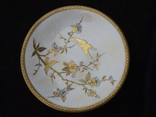 1883 Royal Worcester Aesthetic Movement Japanese Style Plate W/ Crane Bird 6