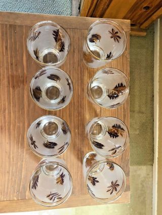 Vintage Libbey Frosted Gold Maple Leaf Water/Ice Tea Glasses,  set of 9,  12 Oz. 3