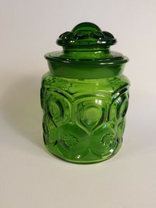 LE Smith Moon and Stars Avocado Green Canister Cookie Jar 7 