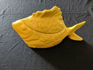Vintage Yellow Chicken Of The Sea Tuna Baker Ceramic Fish Dish -