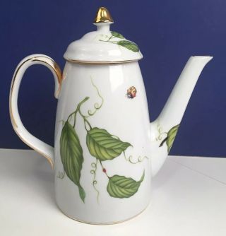 I.  Godinger & Co.  PRIMAVERA Porcelain Teapot Insects Leaves & Creamer 3