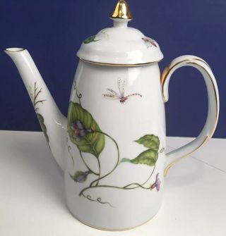 I.  Godinger & Co.  PRIMAVERA Porcelain Teapot Insects Leaves & Creamer 5