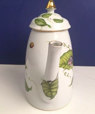 I.  Godinger & Co.  PRIMAVERA Porcelain Teapot Insects Leaves & Creamer 6