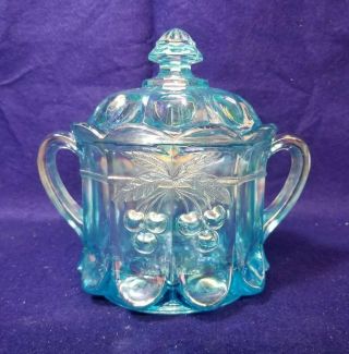 Westmoreland Carnival Glass Ice Blue,  Cherry Cable Candy Dish