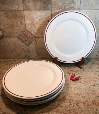 Set Of 5 Homer Laughlin Best China Restaurant Ware Dinner Plates White Red