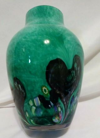Vintage Caithness Cadenza Emerald Green Art Glass Vase,  Handmade In Scotland