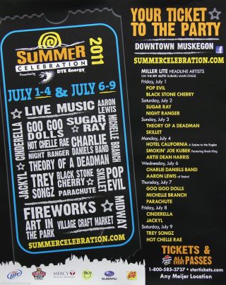 Summer Celebration 2011 Concert Promo Poster Goo Goo Dolls Cinderella