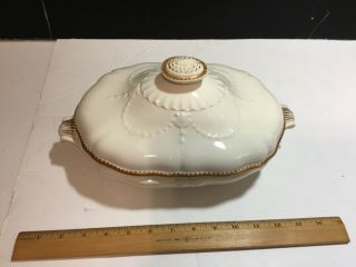 Mintons England Ornate Gold Trim/cream/white Large Soup Tureen With Cover