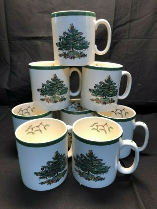 8 Spode England Christmas Tree Coffee Cups Mugs S3324 L