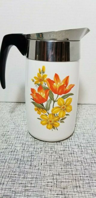 Vintage Corning Tropical Summer Percolator No Inside Parts - Hard To Find