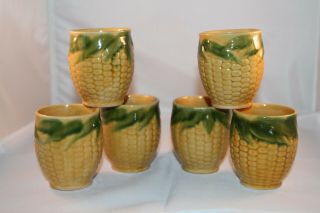 Vintage Shawnee Pottery Corn King Pattern Set Of 6 Tumblers