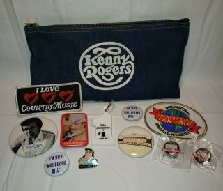 Vintage Kenny Rogers Denim Pouch With Bill Anderson & Cma Music Festival Items