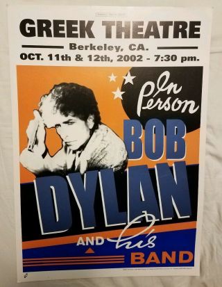 Bob Dylan Concert Poster Greek Theater October 11th & 12th 2002 Berkley.