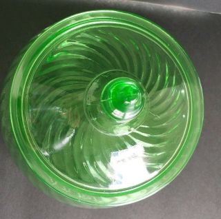 VINTAGE URANIUM GLASS GREEN VASELINE CANDY DISH BOWL LIDDED POP ART DECO MCM 2