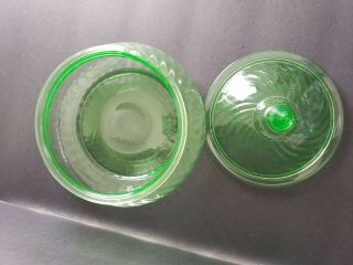VINTAGE URANIUM GLASS GREEN VASELINE CANDY DISH BOWL LIDDED POP ART DECO MCM 3