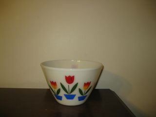 Large Vintage Fire King Oven Ware Tulip Bowl 9 - 1/2 "