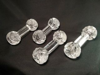 Elegant Cut Glass Clear Crystal Knife & Spoon Rests (4 Total) Antique Table Wear