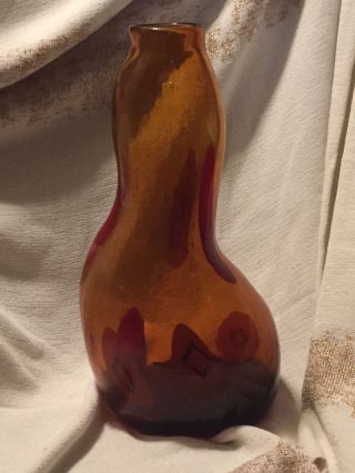 14 " Mid Century Modern Hand Blown Art Glass Vase/statue