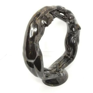 Haeger Potteries Ceramic Sculpture Eternity Circle of Love Black 15 