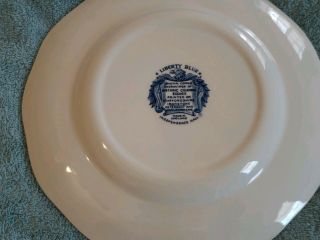 4 Liberty Blue China Dinner Plates Independence Hall Vintage Made in England 2