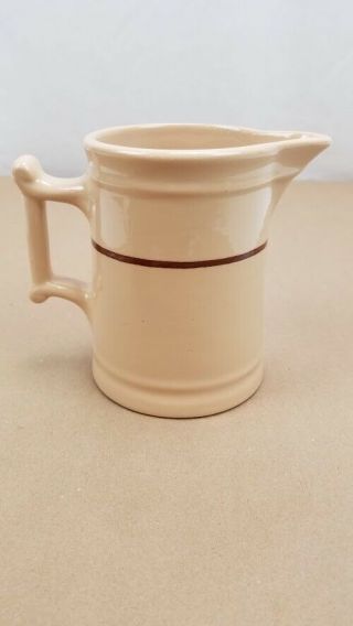 Walker Vitrified China Pitcher Ivory Stamped Bedford Ohio Vintage L 52