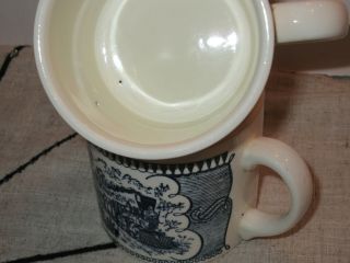 Royal China Currier and Ives blue and white TRAIN MUGS 2 C 3