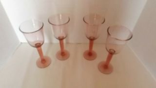 Pink Depression Wine/water Glasses Goblets Set Of Four Large
