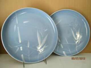 Winfield China Pacific Blue Bamboo Set 2 Dinner Plates 10 "