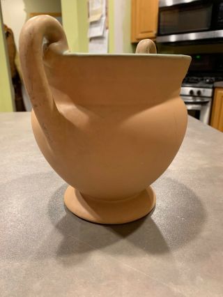 Vintage Coors Colorado Pottery Peach Tan Green Matte Vase Planter Double Handle 2