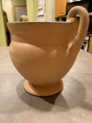 Vintage Coors Colorado Pottery Peach Tan Green Matte Vase Planter Double Handle 3