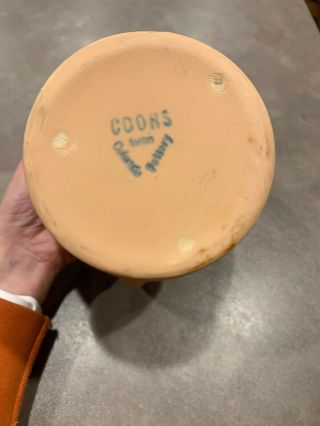 Vintage Coors Colorado Pottery Peach Tan Green Matte Vase Planter Double Handle 7