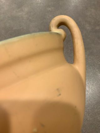 Vintage Coors Colorado Pottery Peach Tan Green Matte Vase Planter Double Handle 8